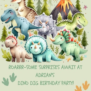Editable Dinosaur Birthday Party Invitation Template, Dinosaur Birthday Invitation, Dinosaur Invitation