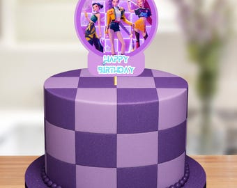 Printable K pop Demon hunters cake topper, girl K pop cake topper
