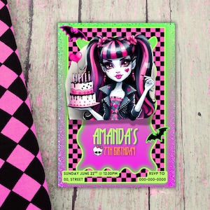 Monster Birthday Party Invitation, Girls Halloween Birthday Party, Monster doll İnvite, Girls Birthday invitation, Monster girl Invite