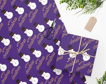 Christmas Wrapping Paper snowman merry christmas purple Christmas giftpaper, Christmas paper, Christmas gifts, Luxury gift