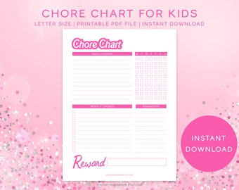 Chore Chart for Kids, Chore Chart, Responsibility Chart, Kids Chore Chart, Reward Chart, Family Chore Chart, Chore Chart Printable, PDF