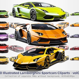 Cliparts ilustrados de Lamborghini - vol04, imágenes prediseñadas de Sportcars Lamborghini, PNG sin fondo, ilustración de autos deportivos, Lambo png