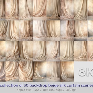 Backdrop Beige Silk Curtain Scenes, Fabric, Photography Background, Digital Backdrop For Photoshop, Maternity, Wedding