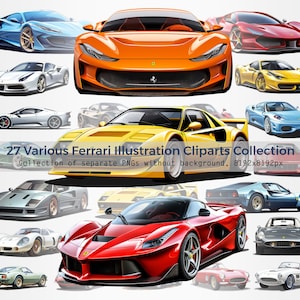 Illustrated Ferrari Cliparts, Sportcars Ferrari clipart, PNGs without background, Sport cars illustration, Sport Cars, PNG, Transparent