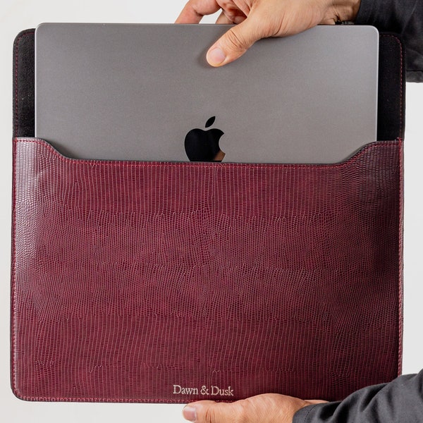 Bordeaux Sleeve: PU Leather Laptop Sleeve/Cover with Magnetic Closure | Macbooks 13inch, 15–15.6 inch | Perfect handmade gift