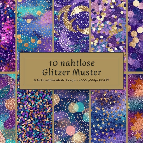 10 nahtlose Glitzer Muster | Glitzer Stoff Pattern | Glitzer Muster Drucken | Glitzer Konfetti Pattern | Glitzer Geburtstag | Glitzer Party