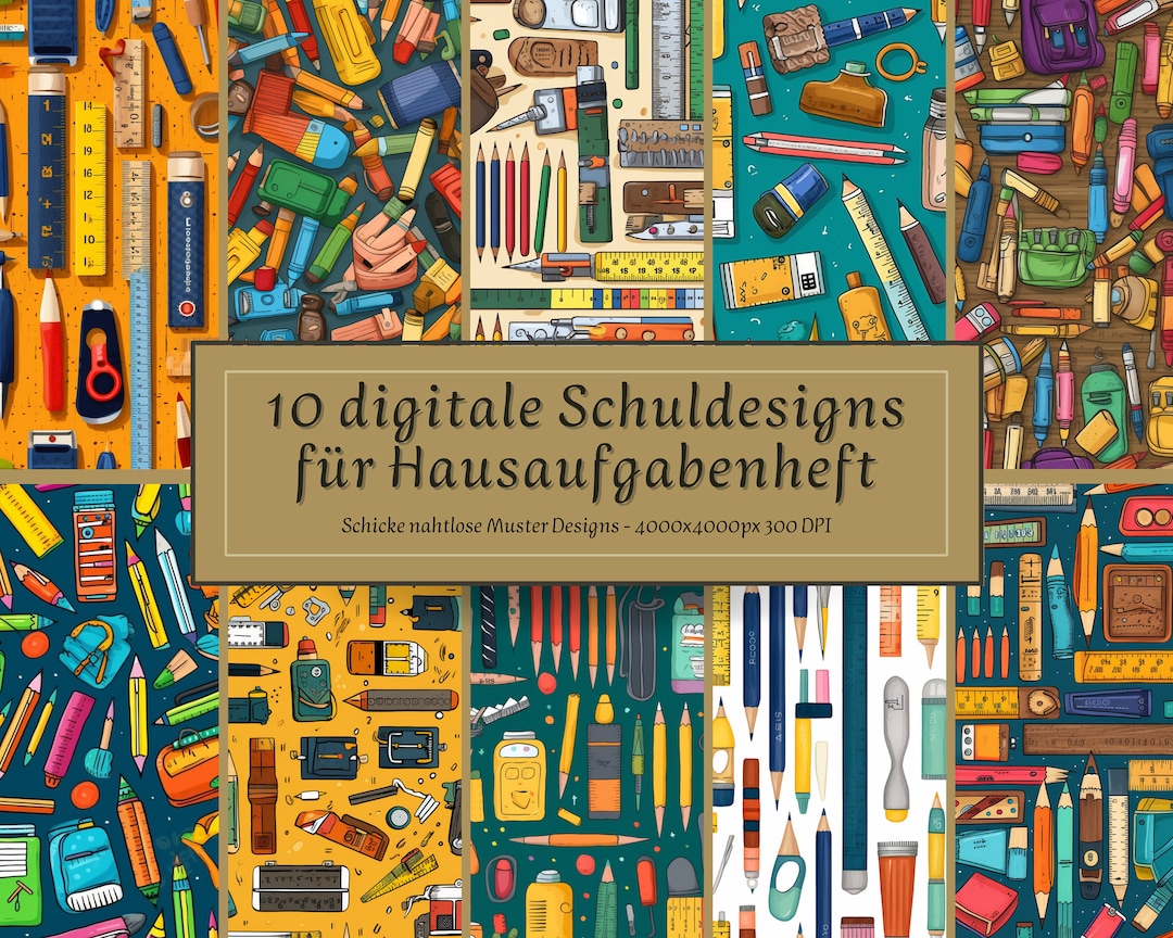  10 Digital Paper Schuldesign Schulplaner Selbst Gestalten Schulplaner Illustration 