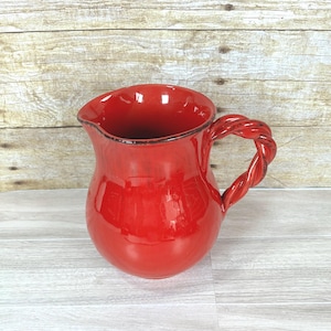 Red Italian Terracotta Glazed Water Jug Pitcher, De Silva Pottery Terre d’Umbria
