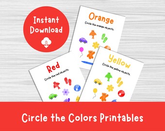 Learning Colors Worksheet: Circle the Color Activity (Digital Download)