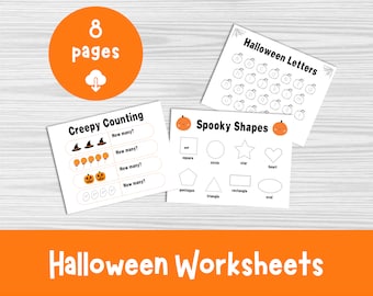 Set of 8 Halloween Activity Sheets | Toddler Halloween Printables