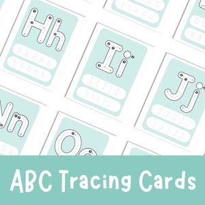 Tarjetas de rastreo ABC imprimibles, rastreo ABC, práctica de escritura a mano, rastreo de letras