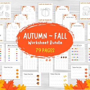Fall Worksheet Bundle, Fall Printables, Autumn Worksheets for Kids