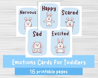 Tarjetas de emociones para niños, tarjetas de sentimientos, recurso para el rincón de la calma