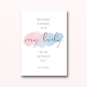 Anne of Green Gables, Quotes About Life, Literary Quote Poster, Literature Poster