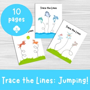 Preschool Tracing Worksheet: Jumping Animals Activity (PDF)