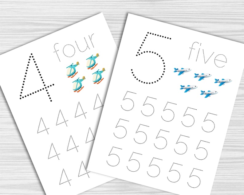 Number Tracing Worksheet Number Tracing Practice Number Etsy