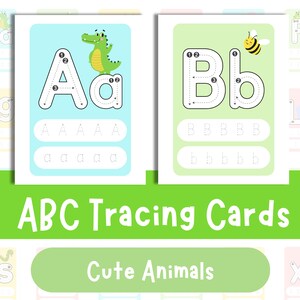 Cartões de rastreamento de alfabeto imprimíveis, rastreamento ABC, cartões ABC, cartões de alfabeto, rastreamento imprimível, prática de caligrafia, rastreamento de letras