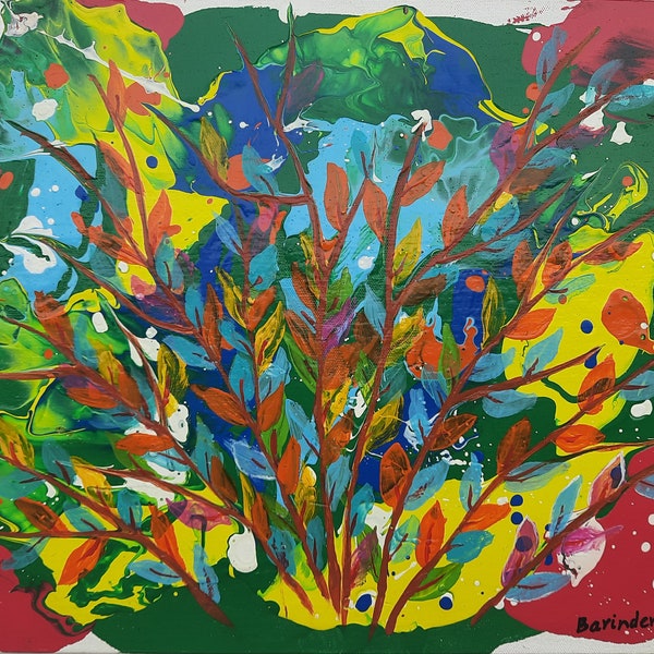 Un bouquet - Peint à la main avec des couleurs acryliques de la plus haute qualité sur une toile apprêtée. Oeuvre pour décoration murale décoration d'intérieur