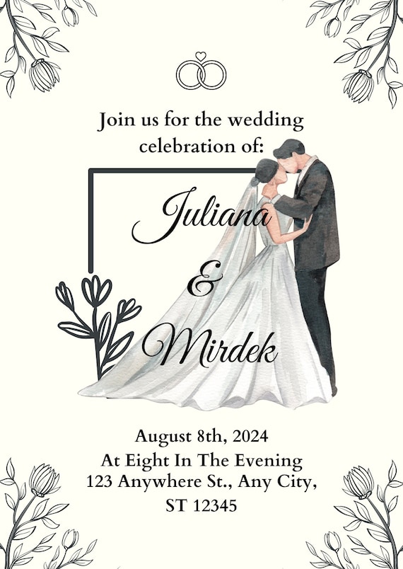 Grey and Green Floral wedding invitation card Wedding Invitation  Printable wedding Editable wedding invitation template |Wedding card