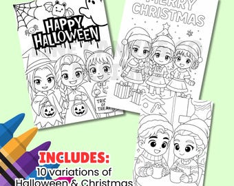 Pagine da colorare KPOP Demon Hunters / Feste di Halloween e Natale / Confezione da 10 / PDF / Per feste per bambini, attività domestiche, momenti di tranquillità, ecc.