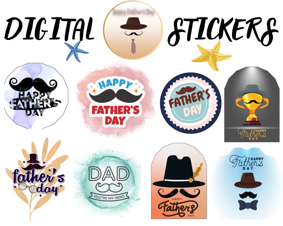 Father's Day Printable PNG Design Bundle, Father's Day Stickers, Print ...