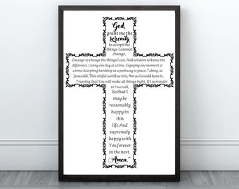 Preghiera della serenità stampabile/Preghiera della serenità/Preghiera della serenità digitale da scaricare/Preghiera della serenità da parete/Preghiera cristiana, arte istantanea