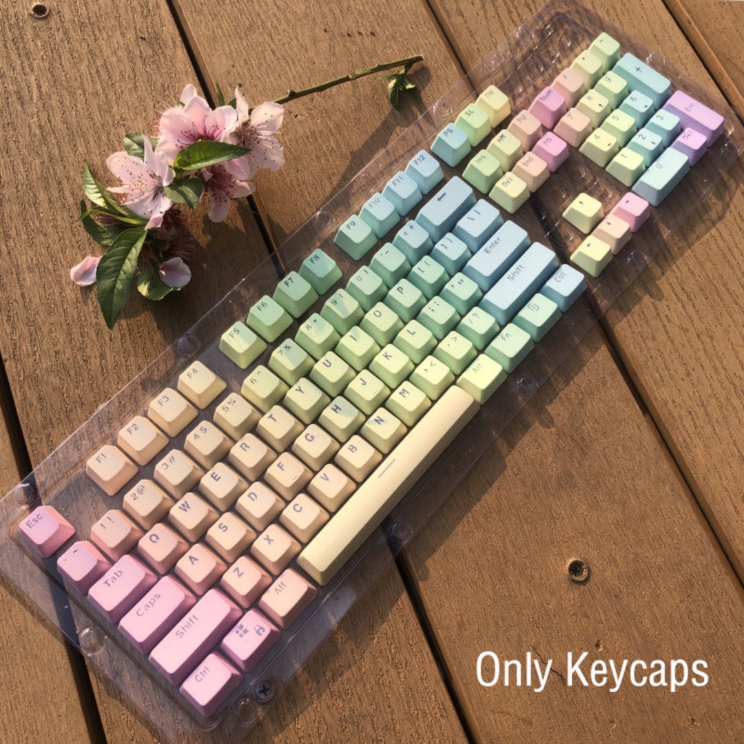 Gradient Pastel Keycap Set Rainbow Keycap OEM Profile PBT Etsy