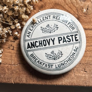 Vintage ironstone anchovy paste lid, kitchenalia, country kitchen, ironstone lid, vintage ironstone, Ironstone advertising lid