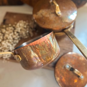 Vintage Copper Saucepan: French Kitchen Farmhouse Decor