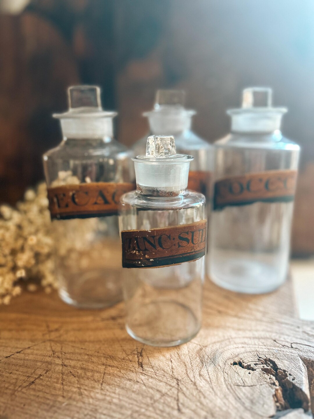 アンティークの蓋付き薬瓶：19世紀の薬局用ガラス - Etsy 日本