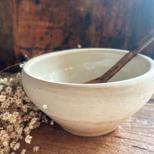 Vintage French Stoneware Bowl: Rustic Cream Digoin Bowl