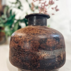 Vintage Indian iron vase, metalwork vase, Indian pot, vintage decor, metalwork, vintage pot, farmhouse decor, country decor