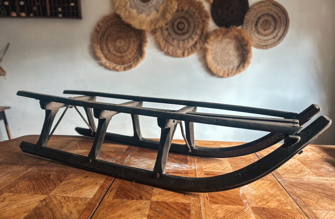 Vintage Wooden Sledge, Metal Runners, Country Decor - Etsy UK