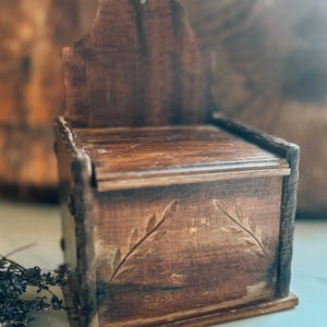 Vintage wooden salt box, antique salt box, wooden salt box, vintage home, vintage home decor