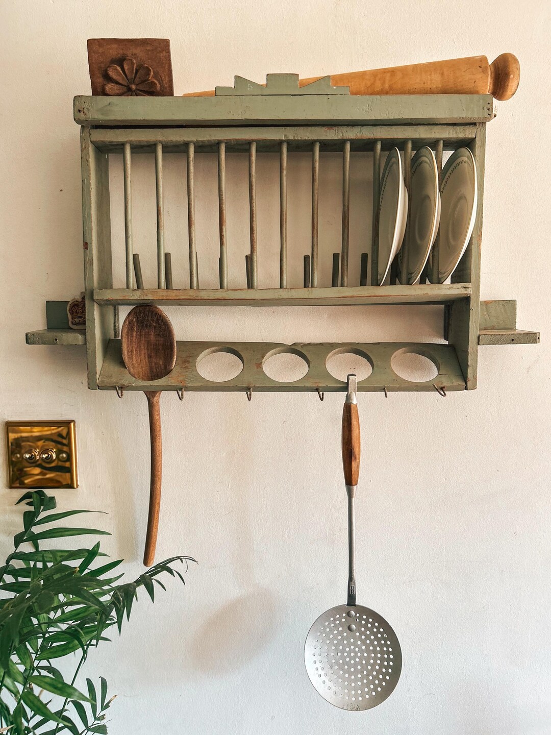 Vintage Kitchen Wall Unit, Vintage Kitchen Rack, Vintage Kitchen Plate ...