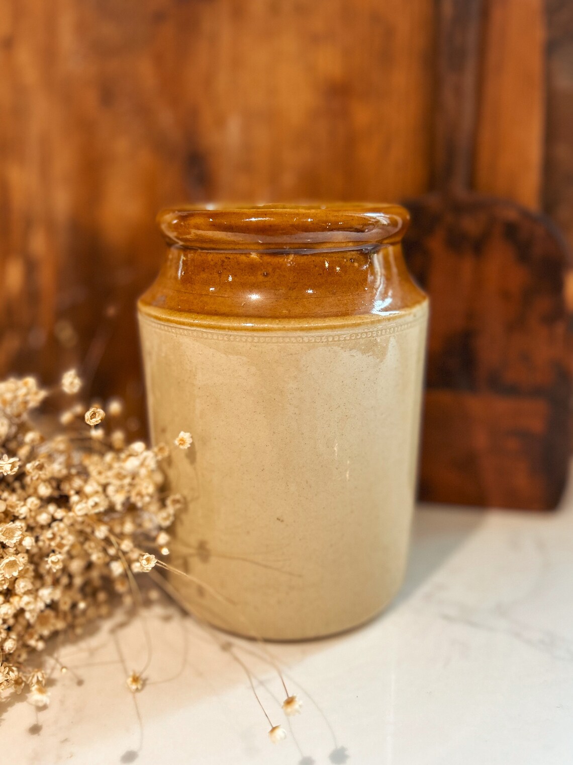 Vintage Stoneware Jar, Salt Glazed Pots, Utensil Pot, Glazed ...