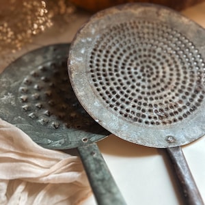 Vintage Indian Strainer Spoon: Hand Beaten Kitchen Decor