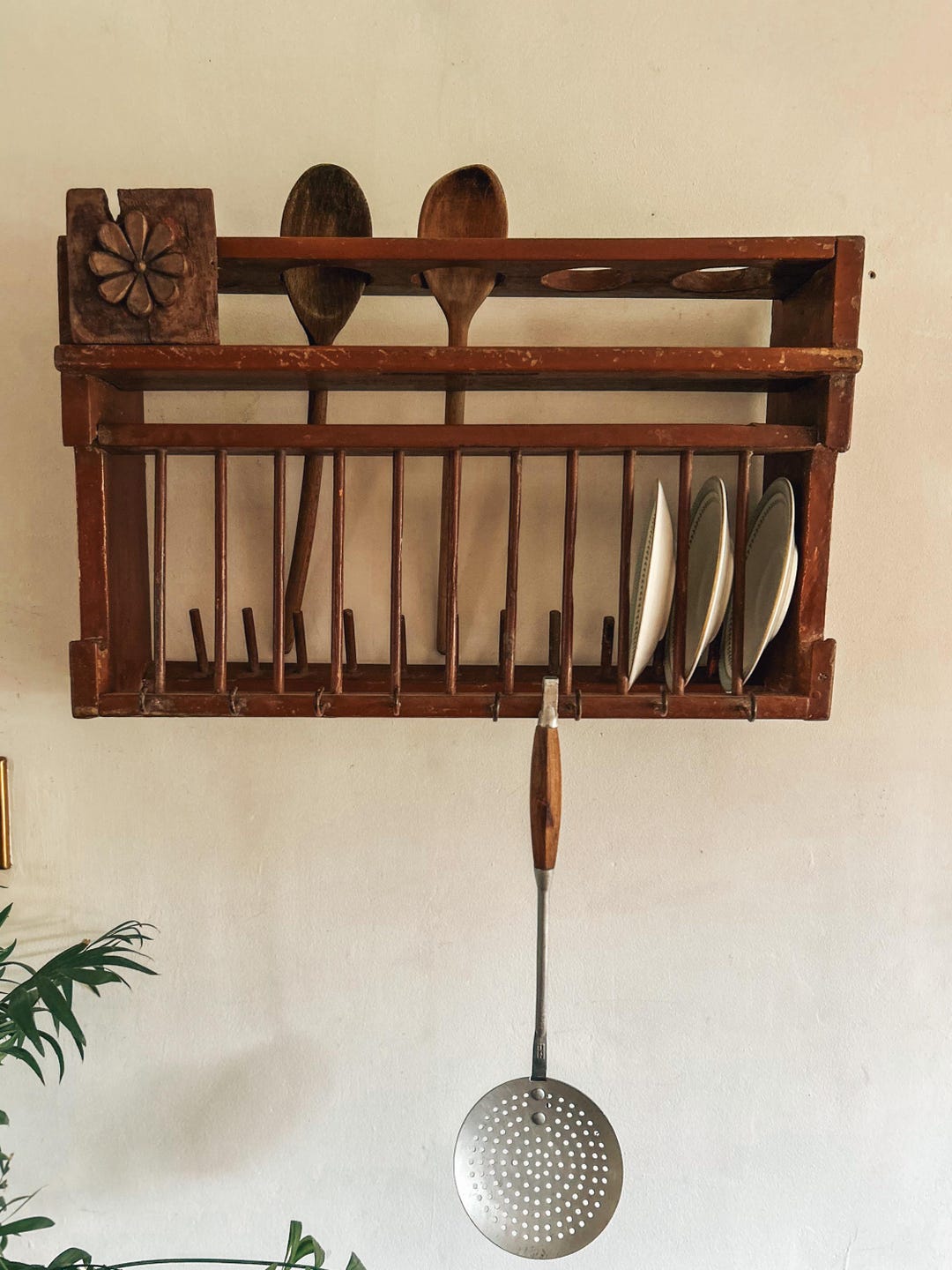 Vintage Kitchen Wall Unit, Vintage Kitchen Rack, Vintage Kitchen Plate ...