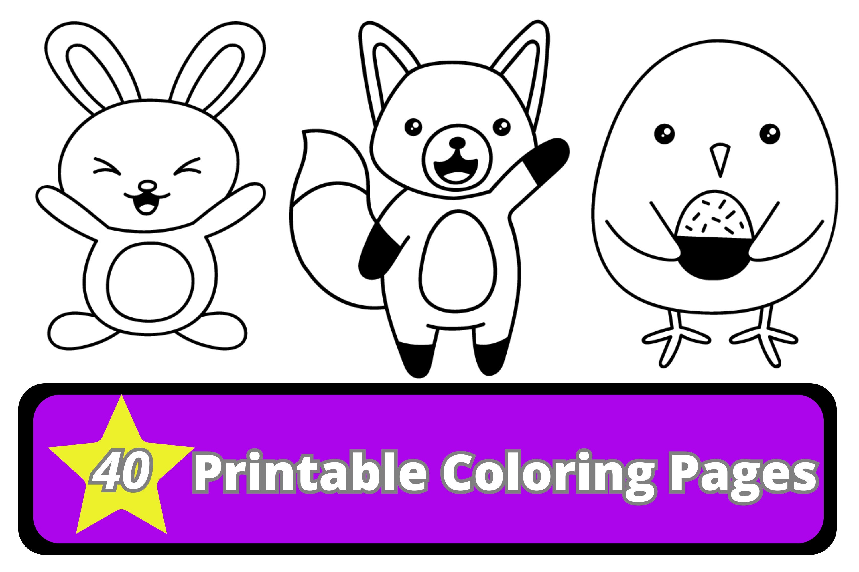 40 Printable Coloring Pages for Kids Toddlers Digital Download Fruits