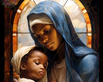 African American Virgin Mary Files, Black Virgin Mary Wall Art JPG, Black Mother Of Christ, Madonna Poster, Black Virgin Virgin Mary Prints