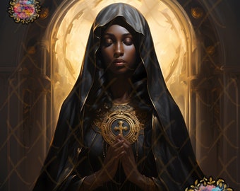 African American Saint Mary Magdalene, Black Mary Magdalene Wall Art, Mary Magdalene Digital Illustration, Black Saint Mary Magdalene File,