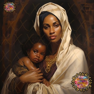 African American Virgin Mary and Baby Jesus, Black Virgin Mary Wall Art JPG, Black Mother Of Christ, Black Madonna Poster, Black Virgin Mary image 1