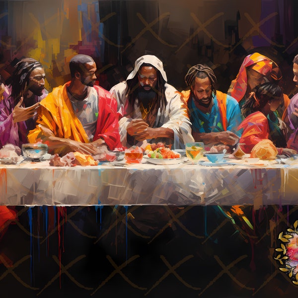 Black Jesus At The Last Supper, Brown Jesus At The Last Supper, Christian Artwork, African American Jesus, Black Christian Art, Black Art