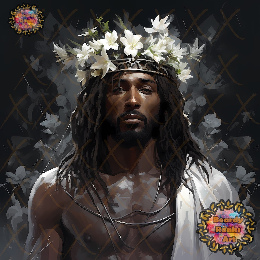 Black Jesus Canvas Artwork, Religious Wall Decor, Christian Wall