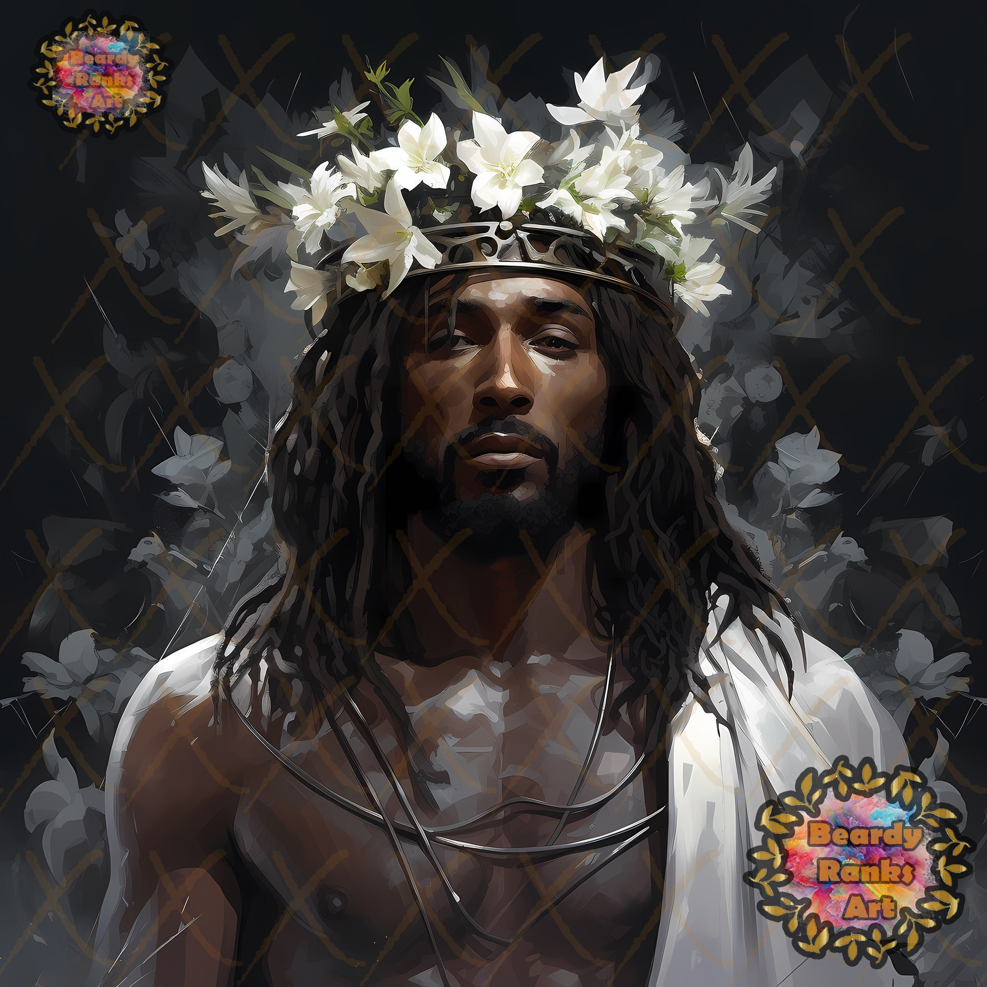 Black Jesus Canvas Artwork, Religious Wall Decor, Christian Wall
