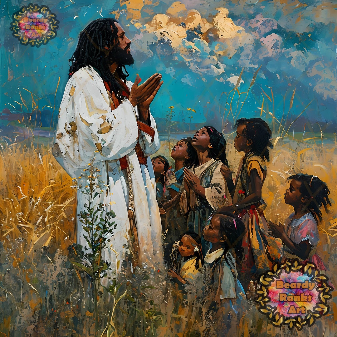 Black Jesus Canvas Art, Brown Skin Jesus Wall Art, Christian Wall Art