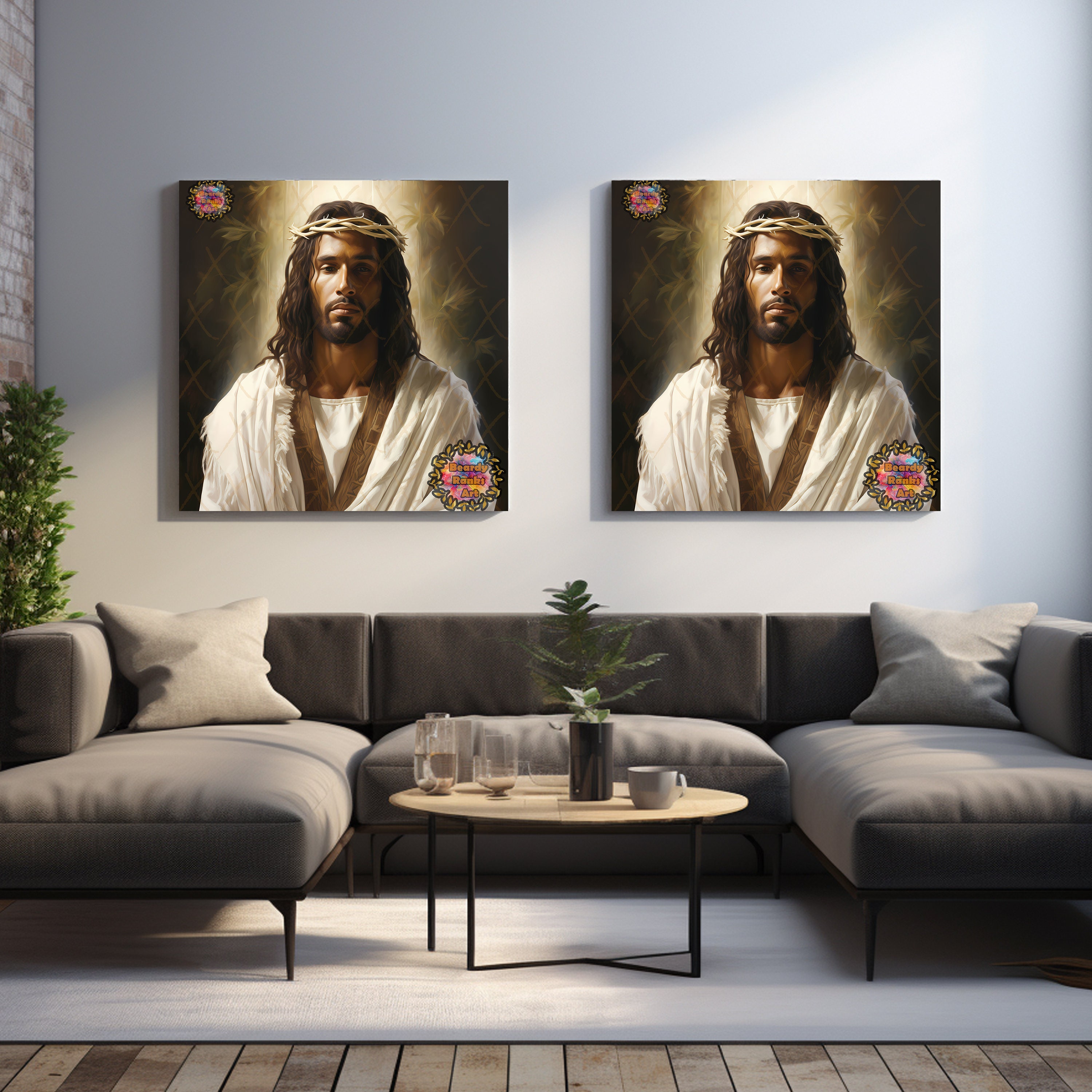 Black Jesus Christ Art, Religious Wall Art, Christian Artwork, African