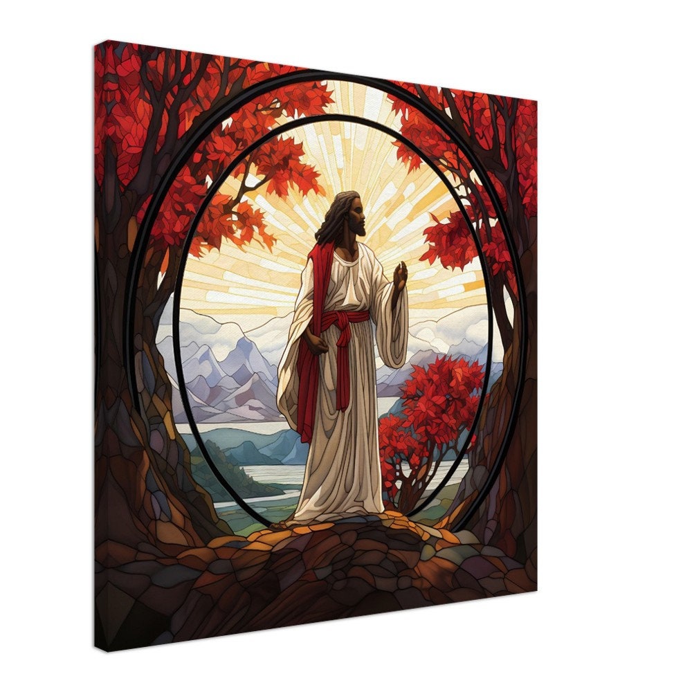 Black Jesus Canvas Art, Dark Skin Jesus Wall Art, Christian Wall