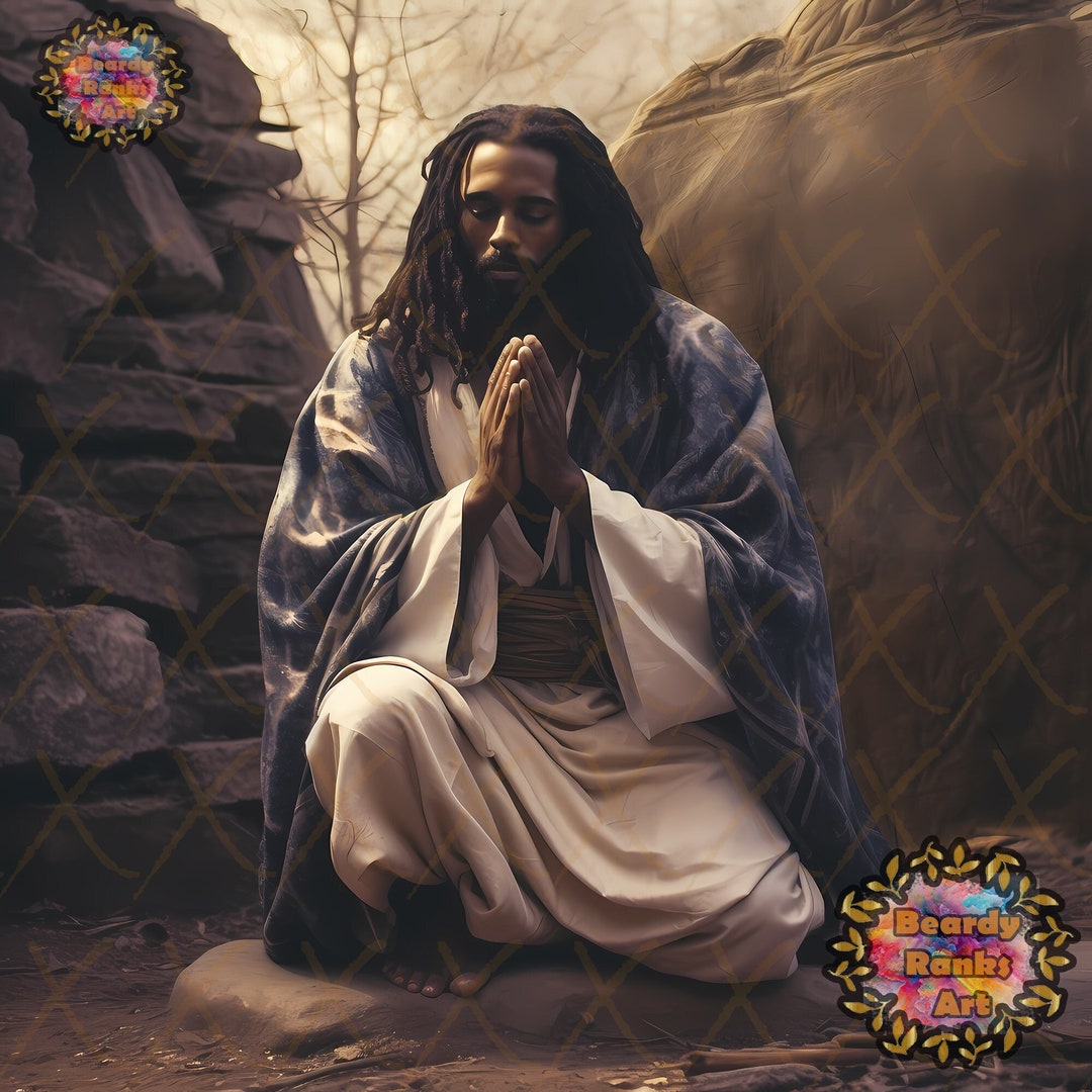 Black Jesus Canvas Art, Brown Skin Jesus Wall Art, Christian Wall Art