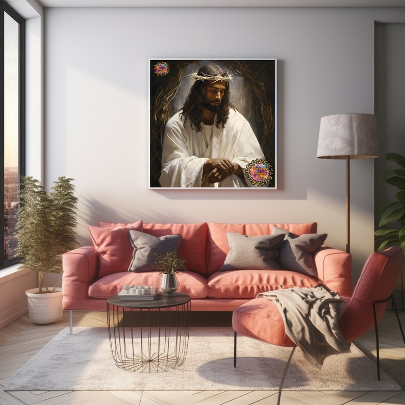 Black Jesus, Religious Wall Decor, Christian Artwork, African American
